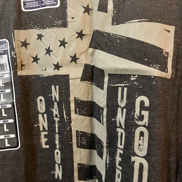 3/$20 SALE Patriotic Strong Men’s Large T-shirt One Nation Under God Gray - Picture 3 of 7